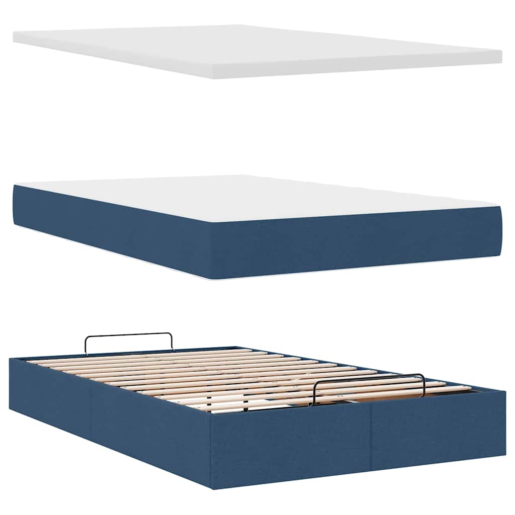 Otomanski krevet s madracem plavi 120x200 cm tkanine