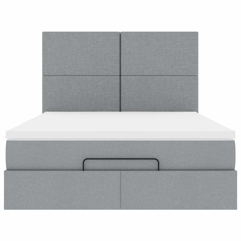 Otomanski krevet s madracem svijetlosivi 140x190 cm od tkanine