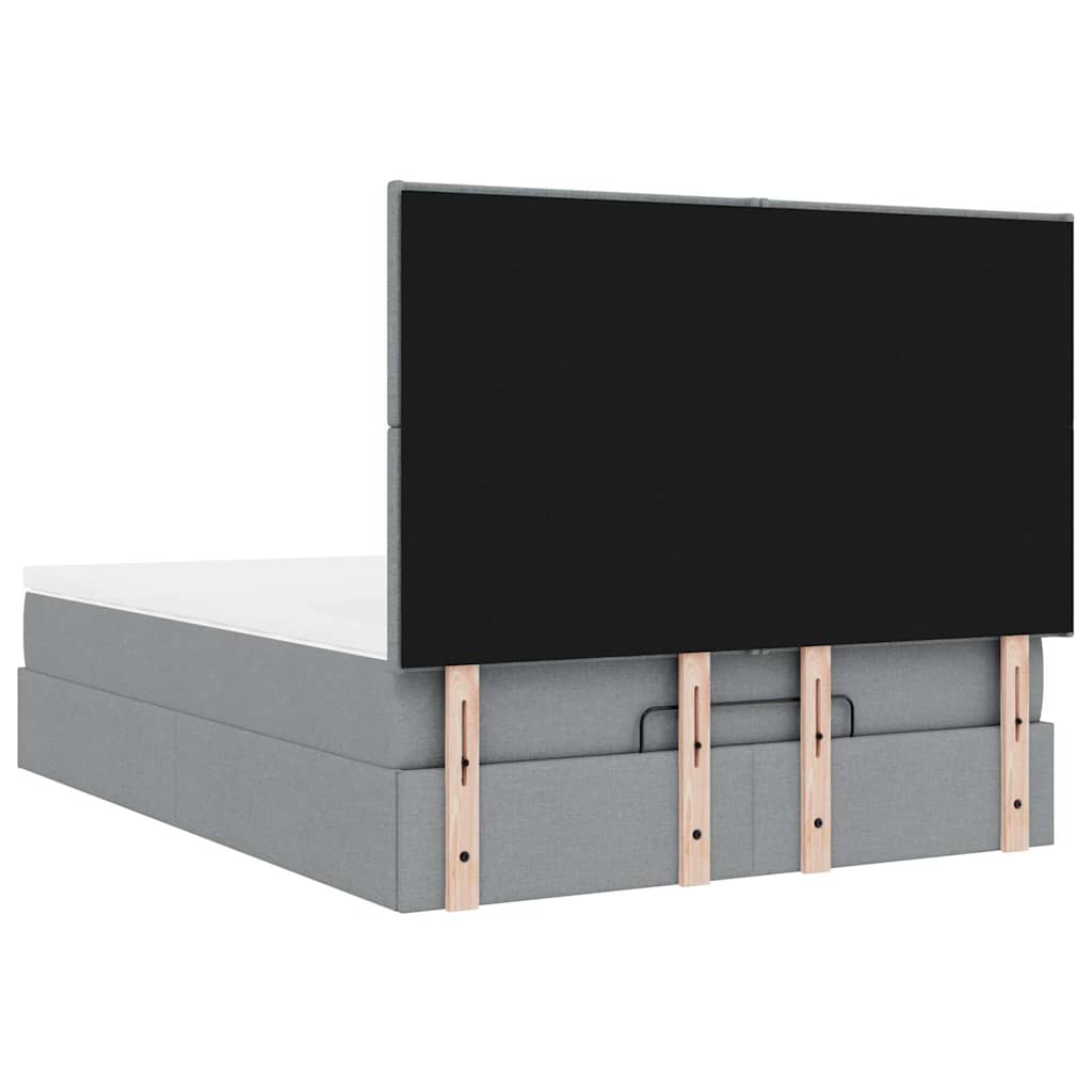 Otomanski krevet s madracem svijetlosivi 140x190 cm od tkanine