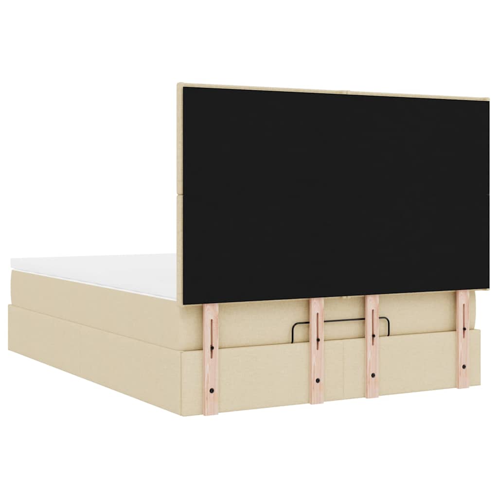 Otomanski krevet s madracem krem 140x190cm od tkanine