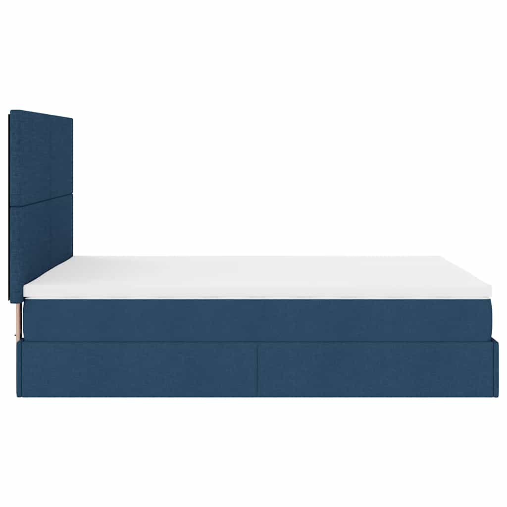Otomanski krevet s madracem plavi 140x190cm od tkanine