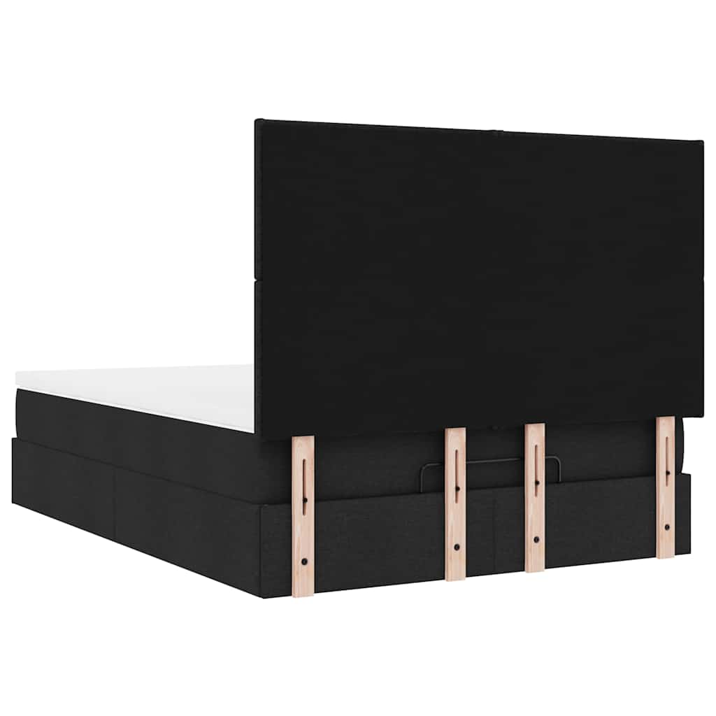 Otomanski krevet s madracem crni 140x200 cm tkanine