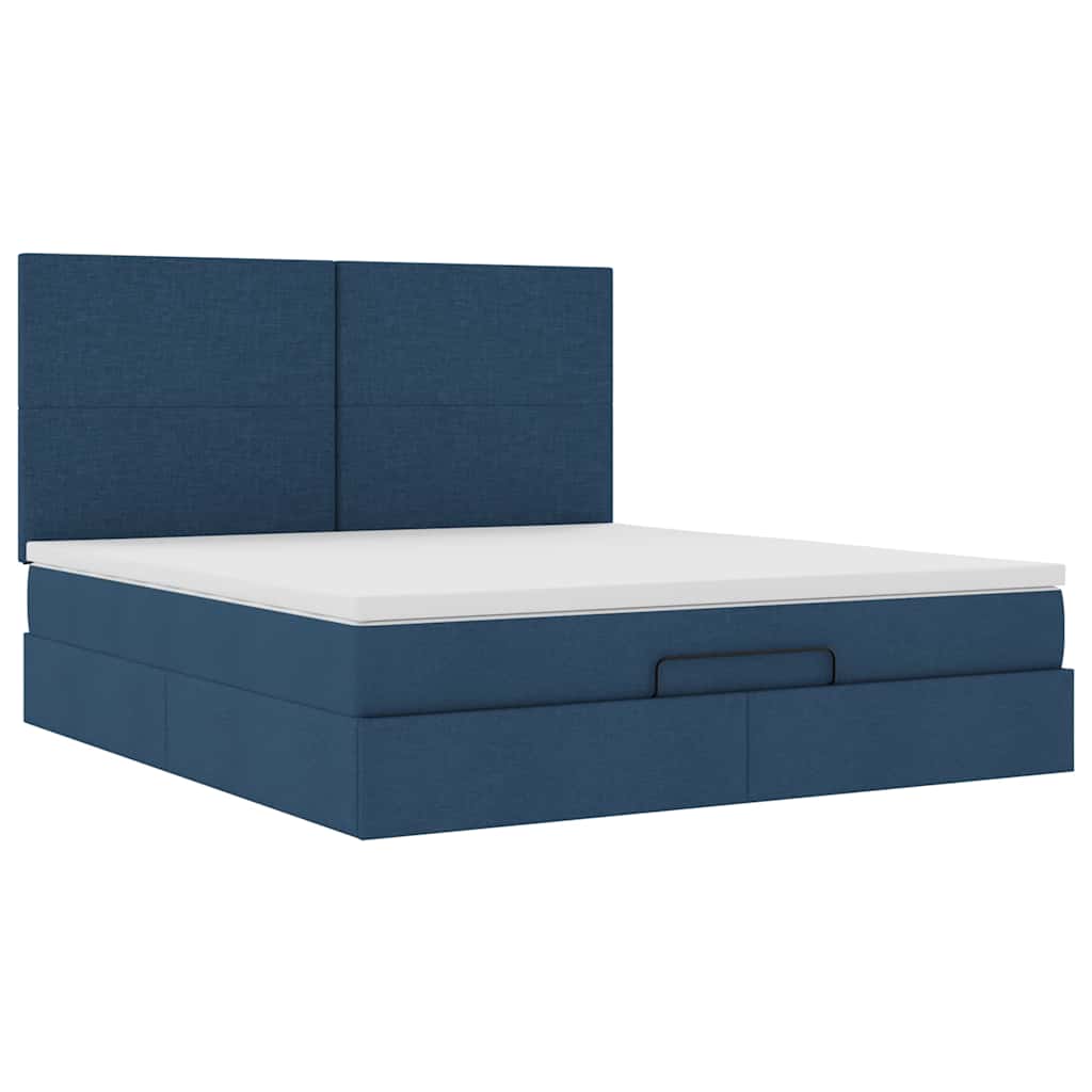 Otomanski krevet s madracem plavi 160x200cm od tkanine