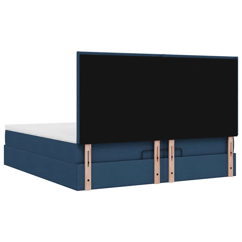 Otomanski okvir kreveta s madracima plavi 200x200cm tkanine