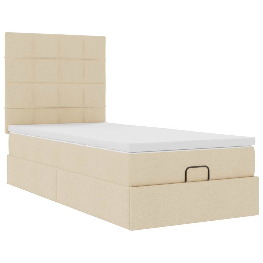 Otomanski krevet s madracem krem 90x200 cm tkanine
