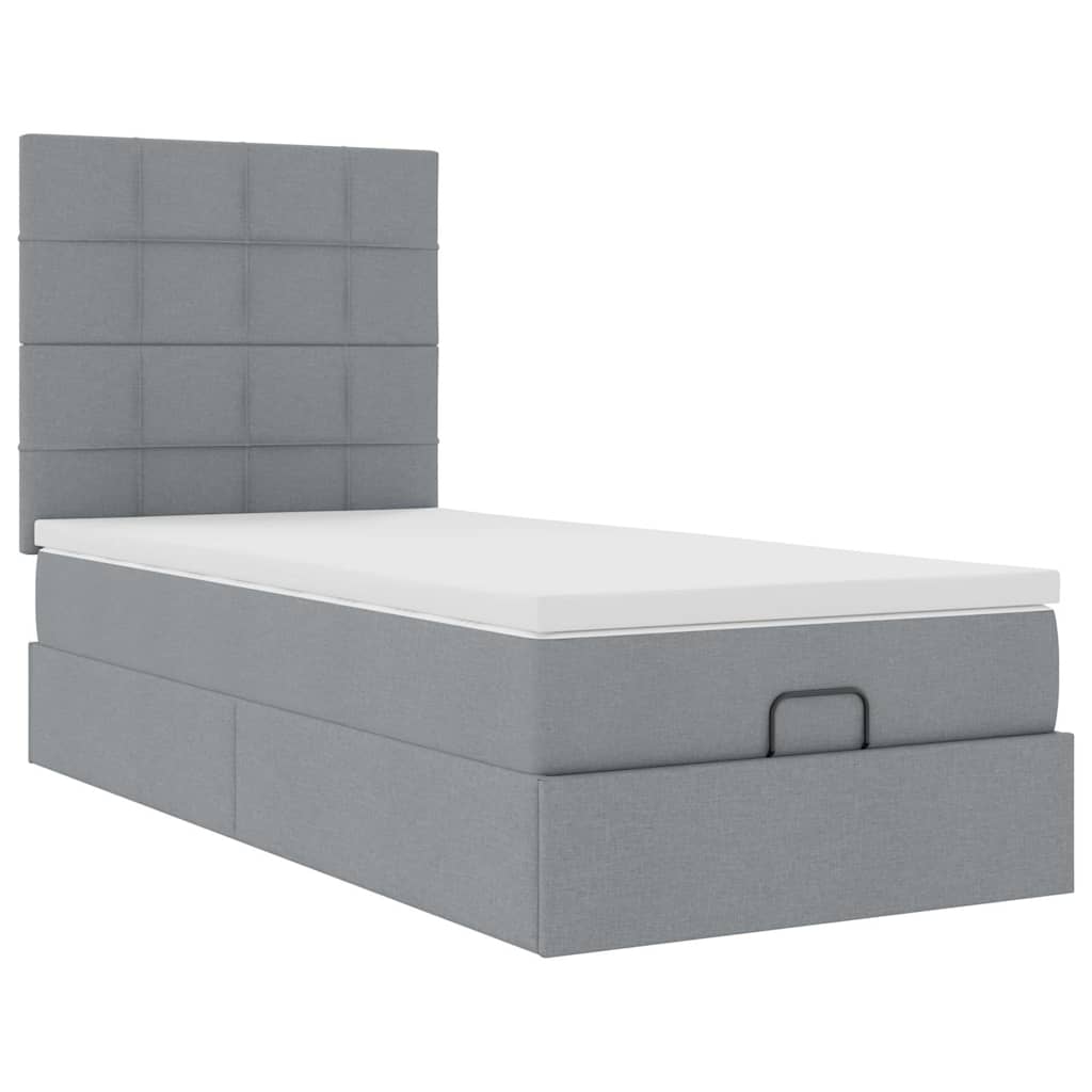 Otomanski krevet s madracem svijetlosivi 100x200 cm tkanine