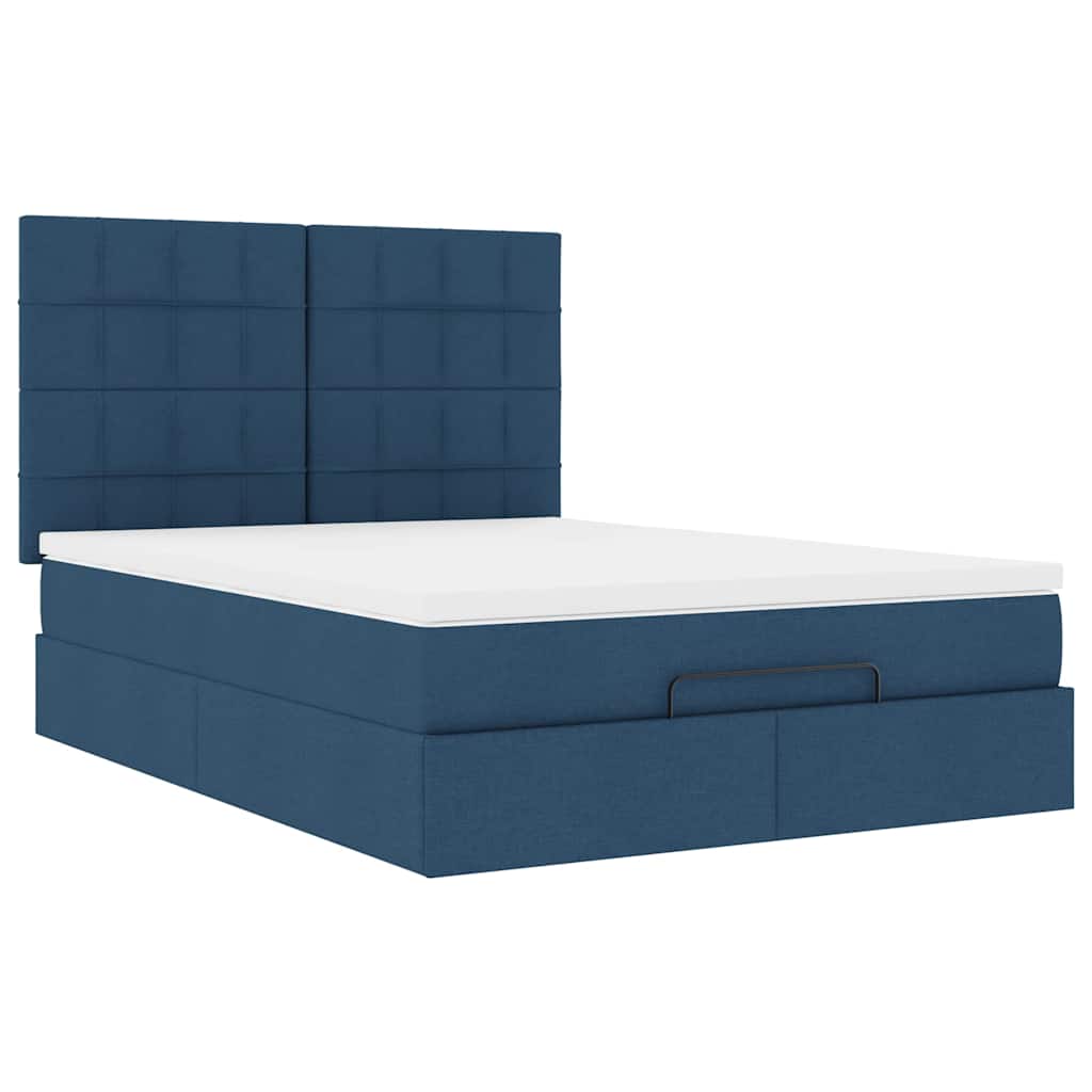 Otomanski krevet s madracem plavi 140x190cm od tkanine