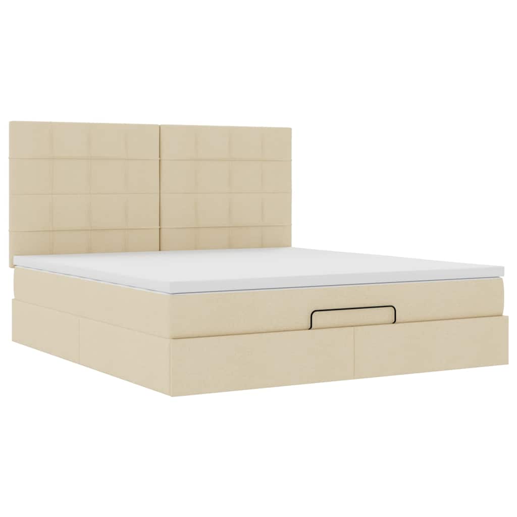 Otomanski krevet s madracem krem 160x200 cm od tkanine