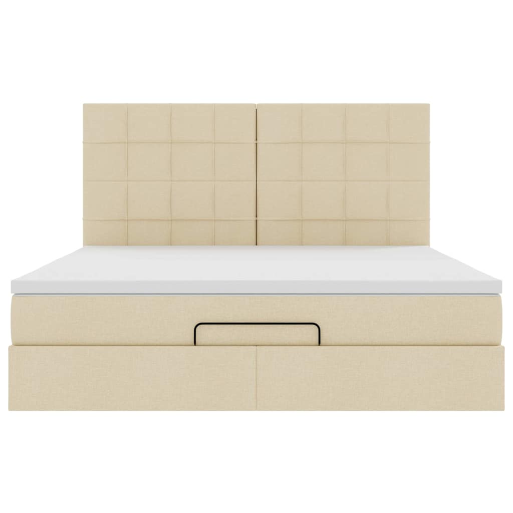 Otomanski krevet s madracem krem 160x200 cm od tkanine
