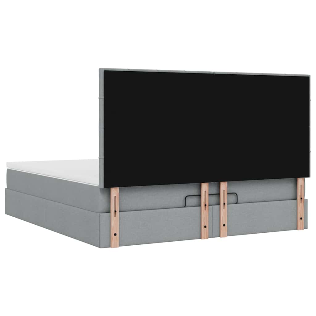 Otomanski krevet s madracem svijetlosivi 180x200cm od tkanine