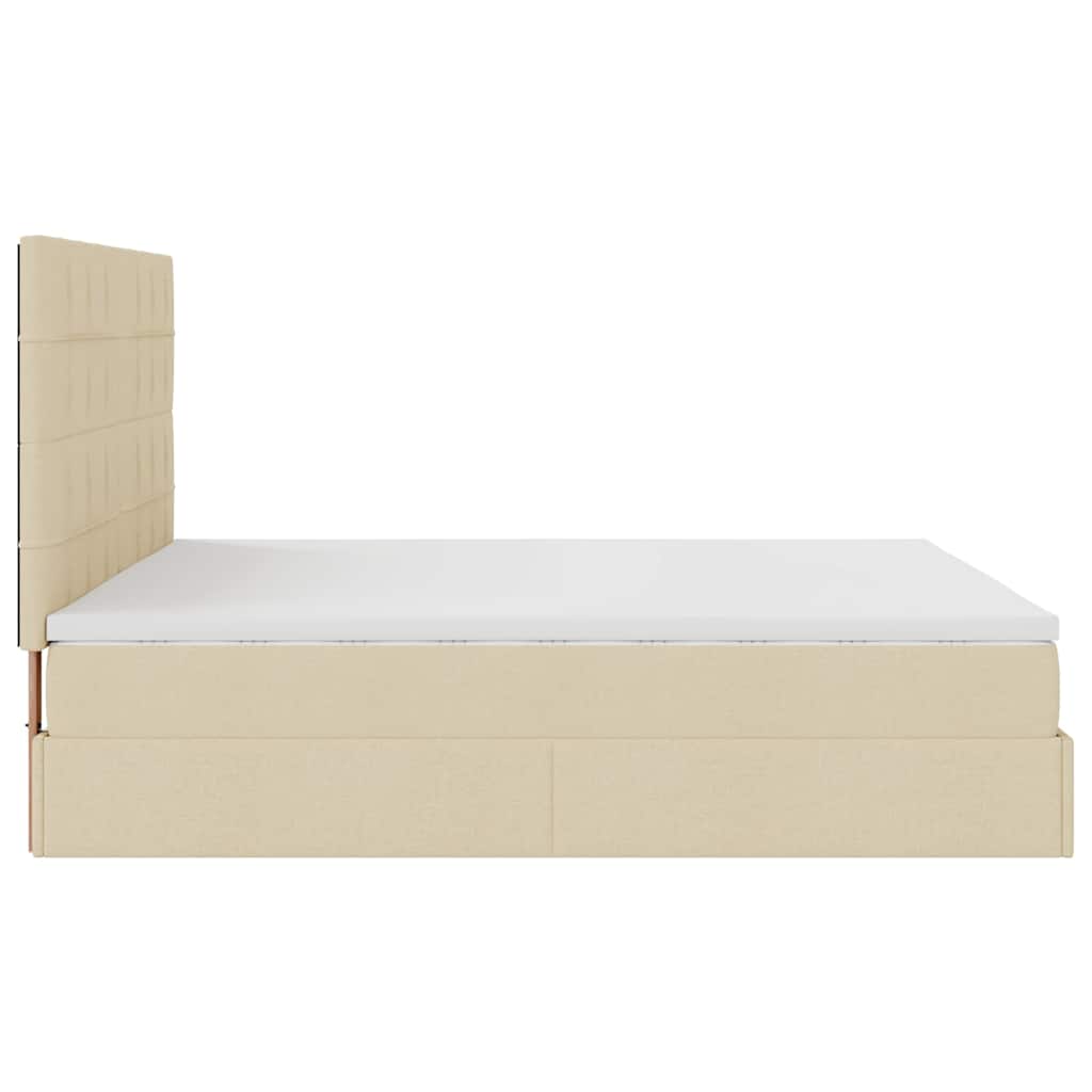 Otomanski krevet s madracem krem 180x200cm od tkanine