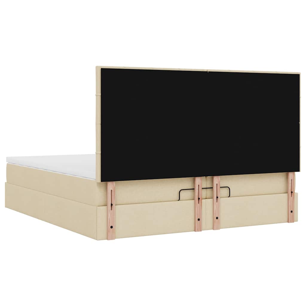 Otomanski okvir kreveta s madracima krem 200x200cm od tkanine