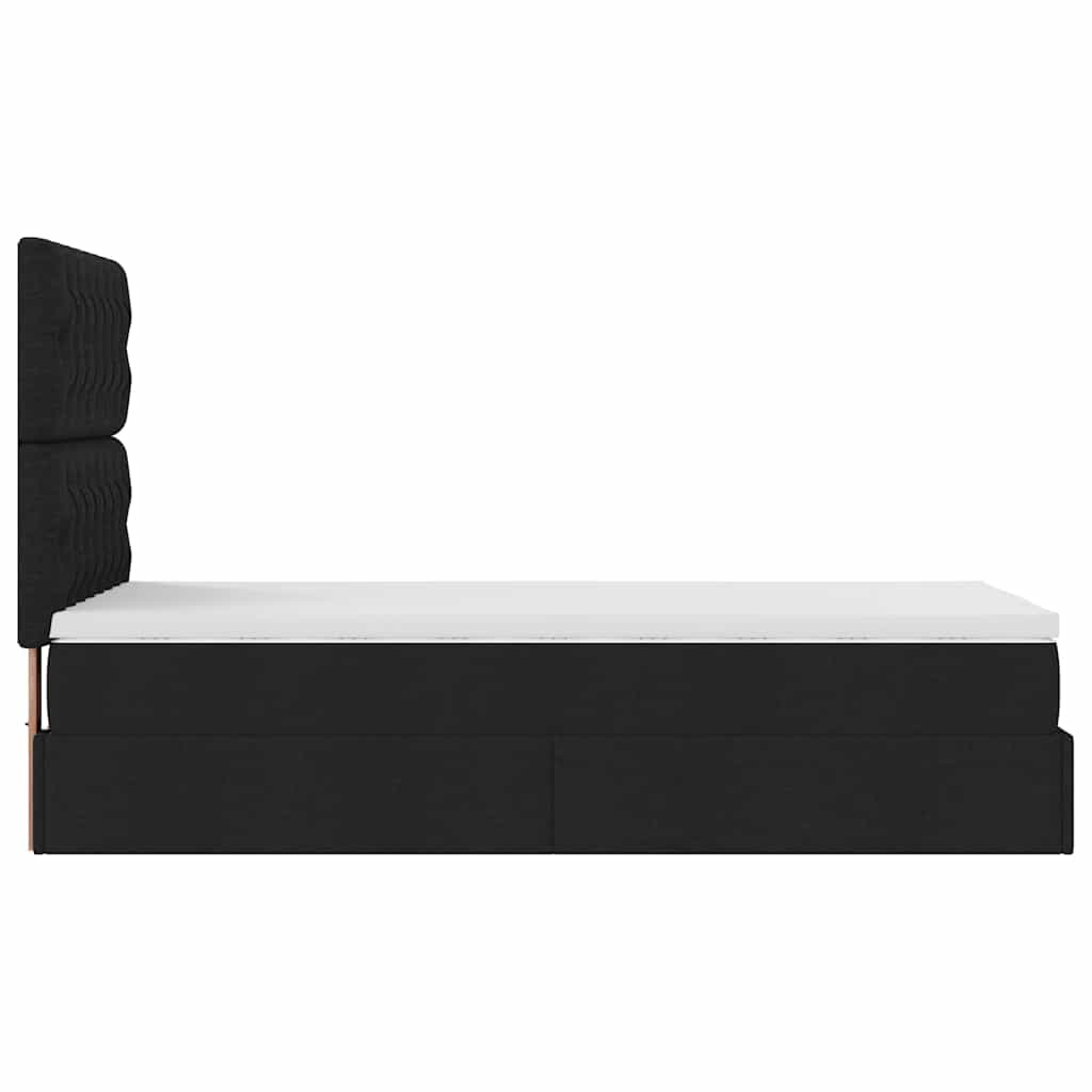 Otomanski krevet s madracem crni 100x200 cm tkanine