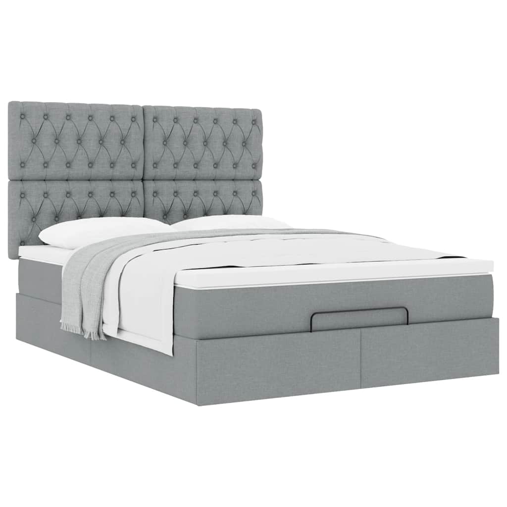 Otomanski krevet s madracem svijetlosivi 140x190 cm od tkanine