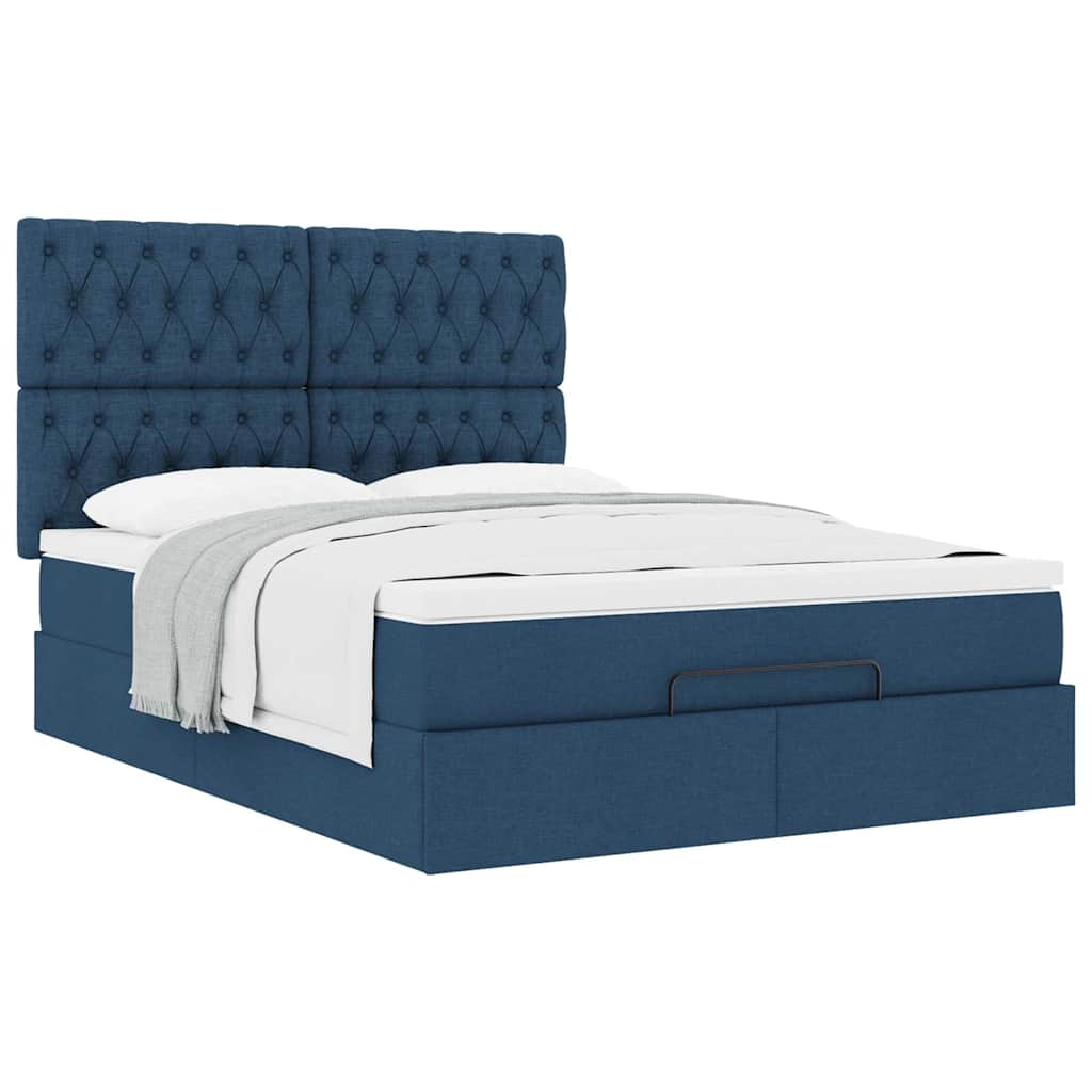Otomanski krevet s madracem plavi 140x190cm od tkanine