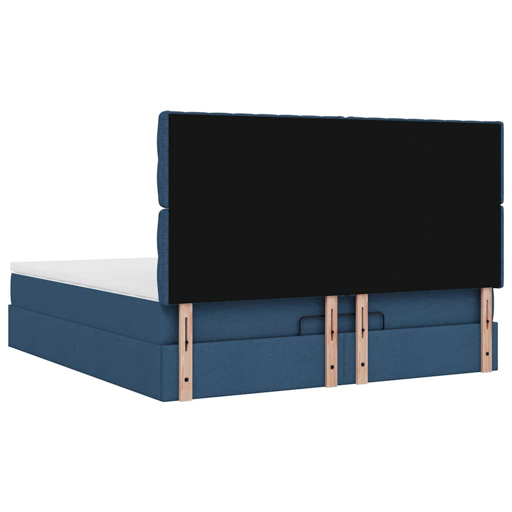 Otomanski krevet s madracem plavi 180x200cm od tkanine