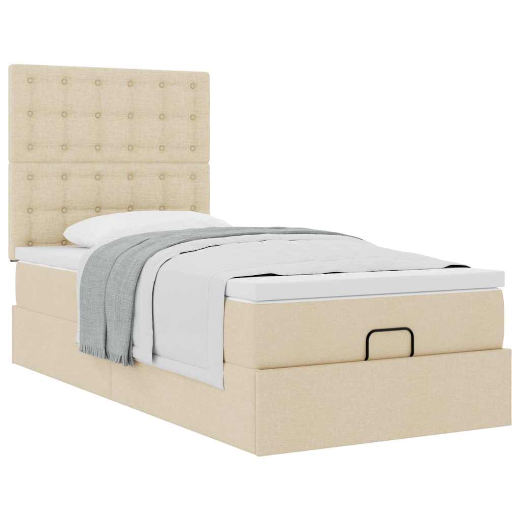Otomanski okvir kreveta s madraca krem 80x200cm od tkanine