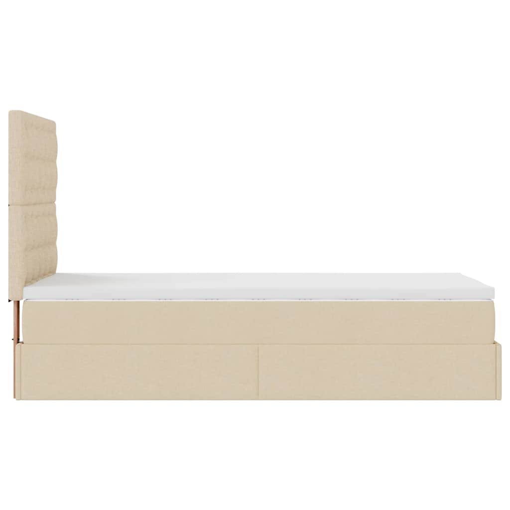 Otomanski krevet s madracem krem 100x200 cm tkanine