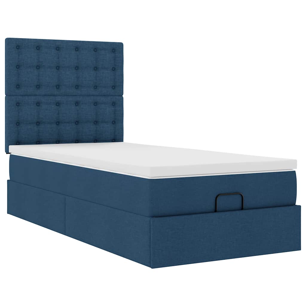 Otomanski krevet s madracem plavi 100x200 cm tkanine
