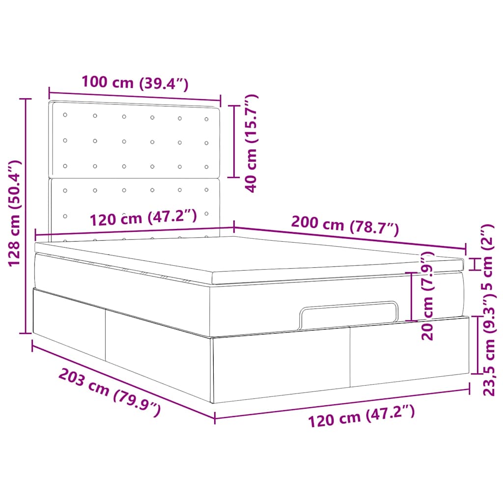 Otomanski krevet s madracem svijetlosivi 120x200 cm tkanine