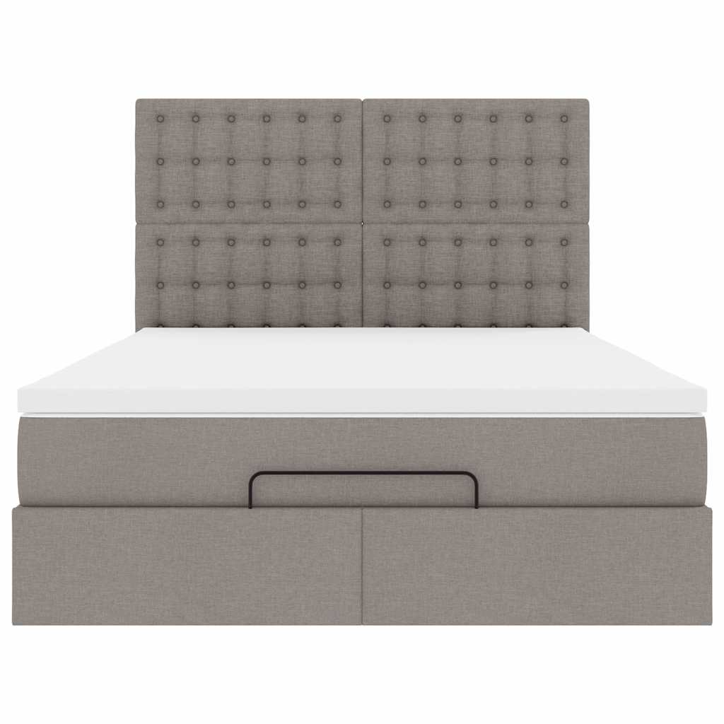Ottoman krevet s madracem, taupe boja, 140x190 cm, tkanina