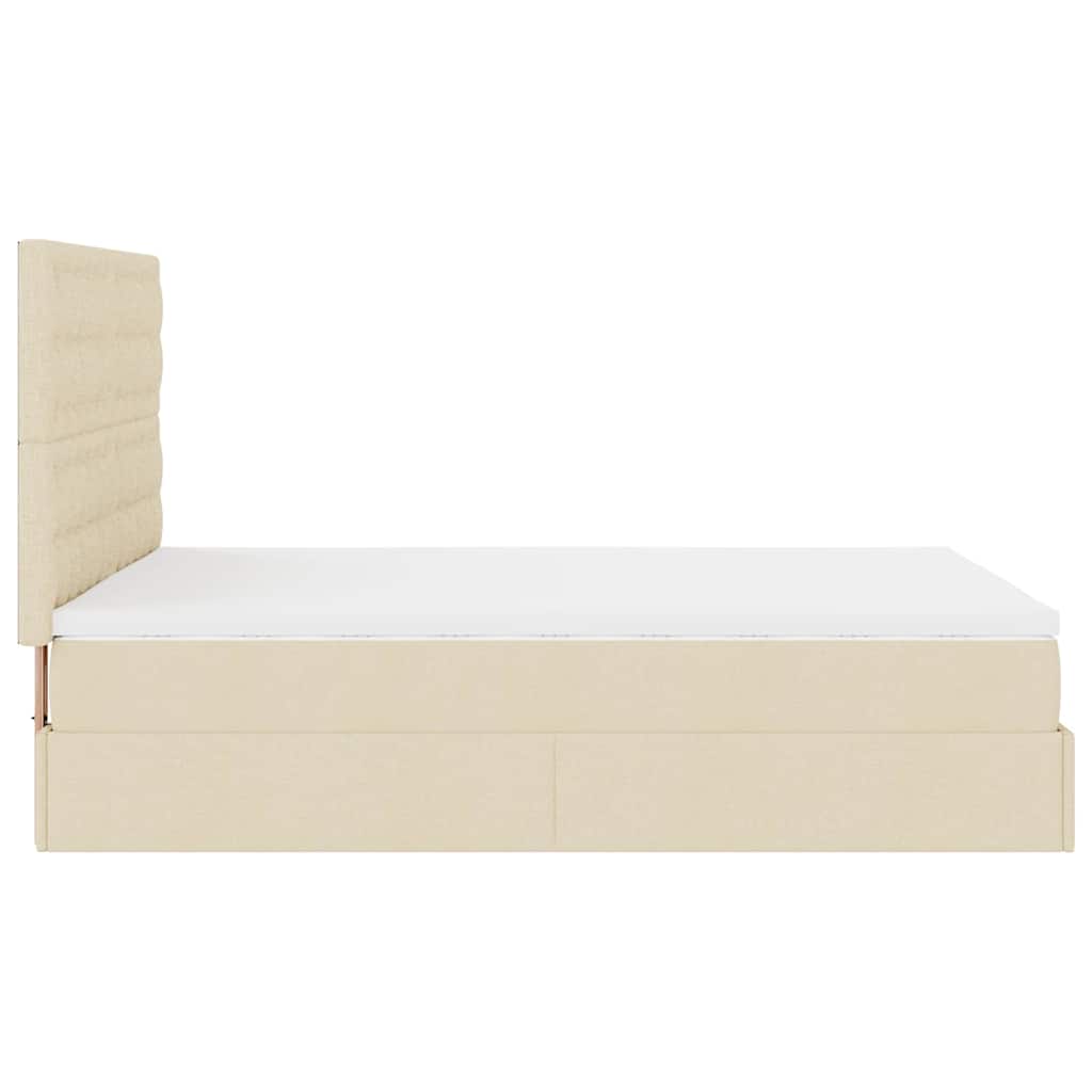 Otomanski krevet s madracem krem 140x190cm od tkanine