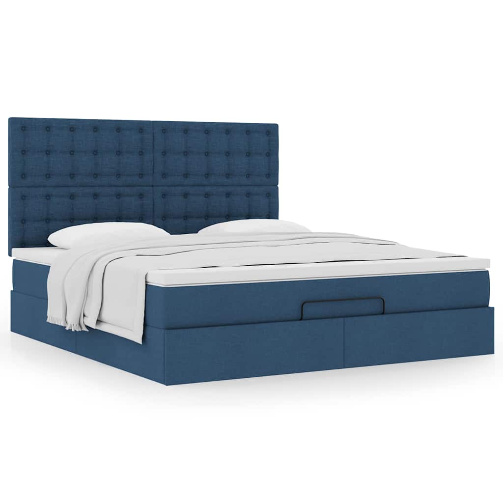 Otomanski krevet s madracem plavi 160x200cm od tkanine
