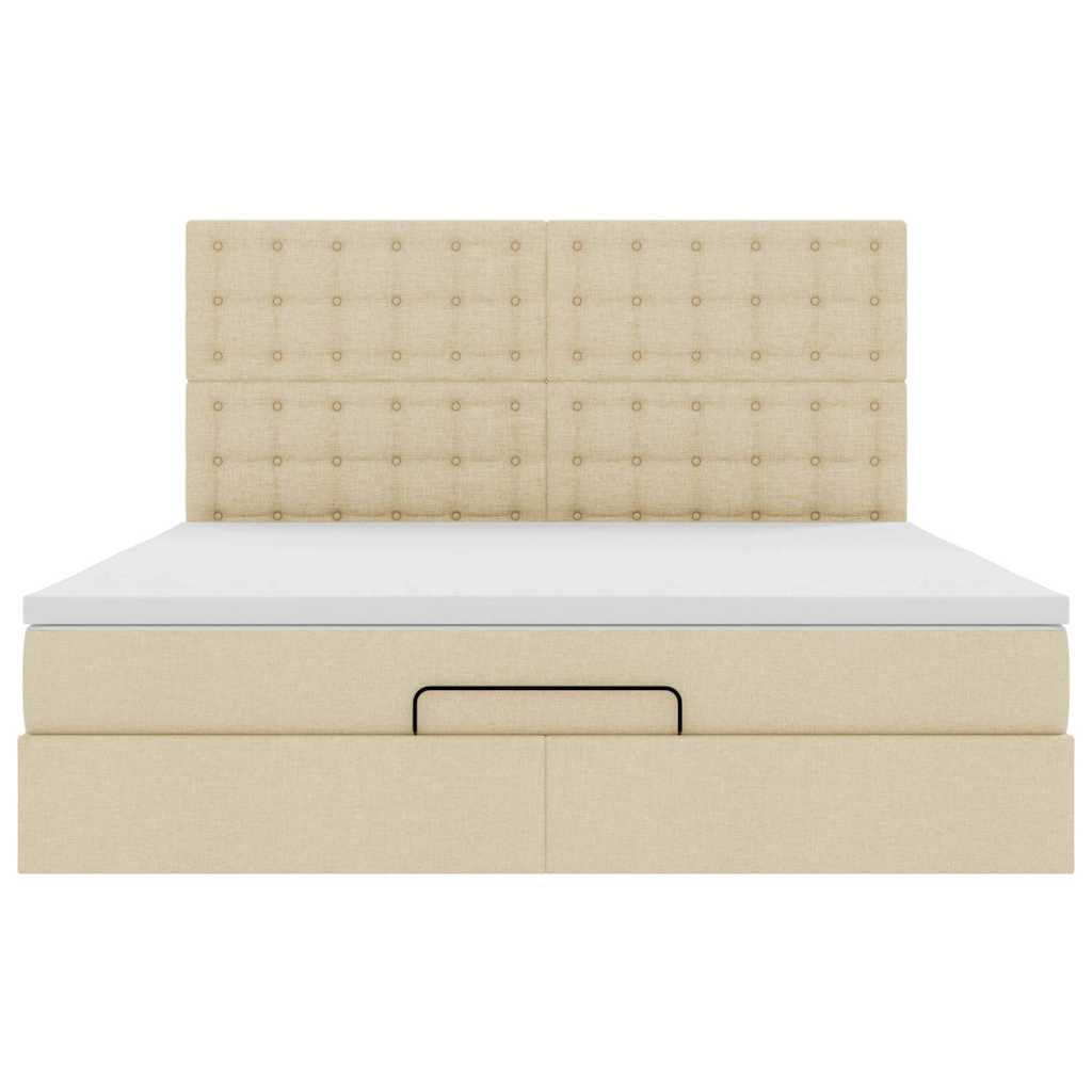 Otomanski krevet s madracem krem 180x200cm od tkanine