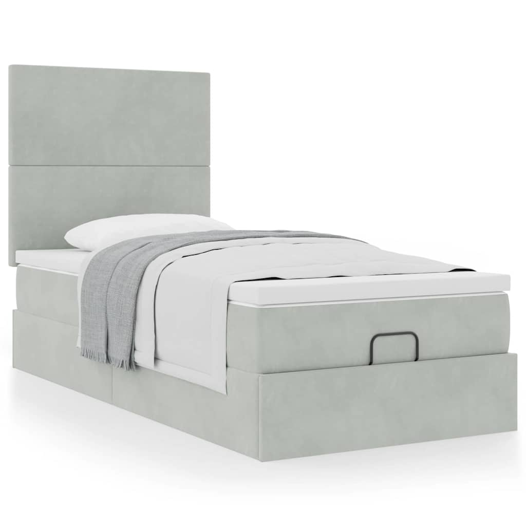 Okvir za krevet s madracima svjetlosivi 80x200 cm baršunasti