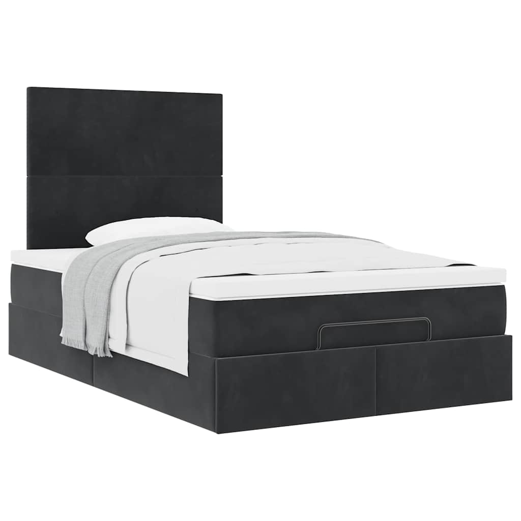 Otomanski okvir kreveta s madracima crni 120x190 cm baršunasti