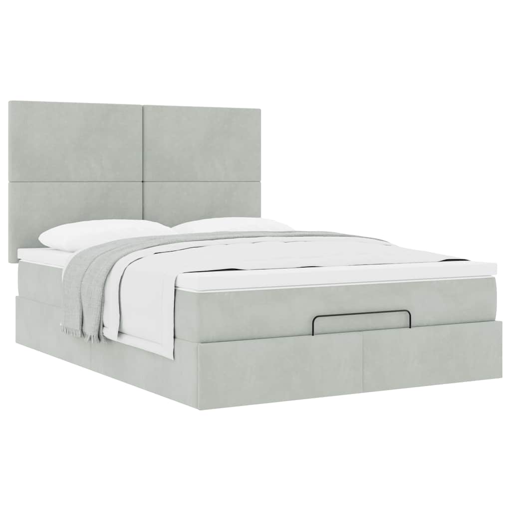 Otomanski krevet s madracima svijetlosivi 140x190 cm baršunasti
