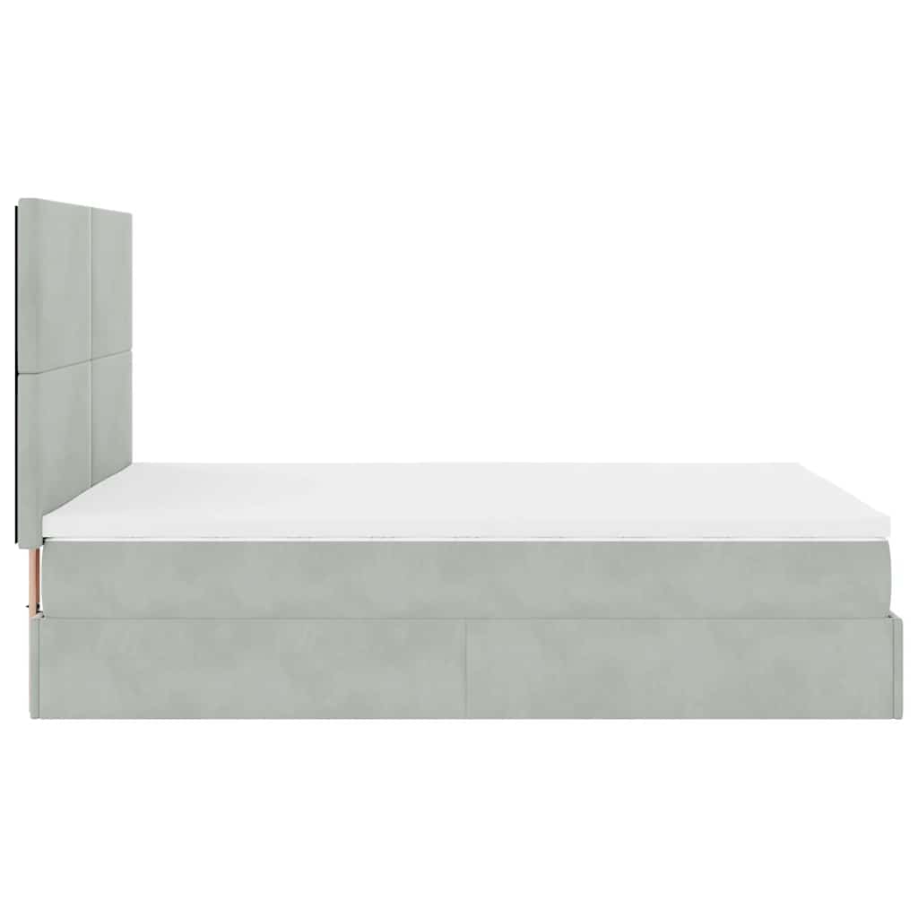 Otomanski krevet s madracima svijetlosivi 140x190 cm baršunasti