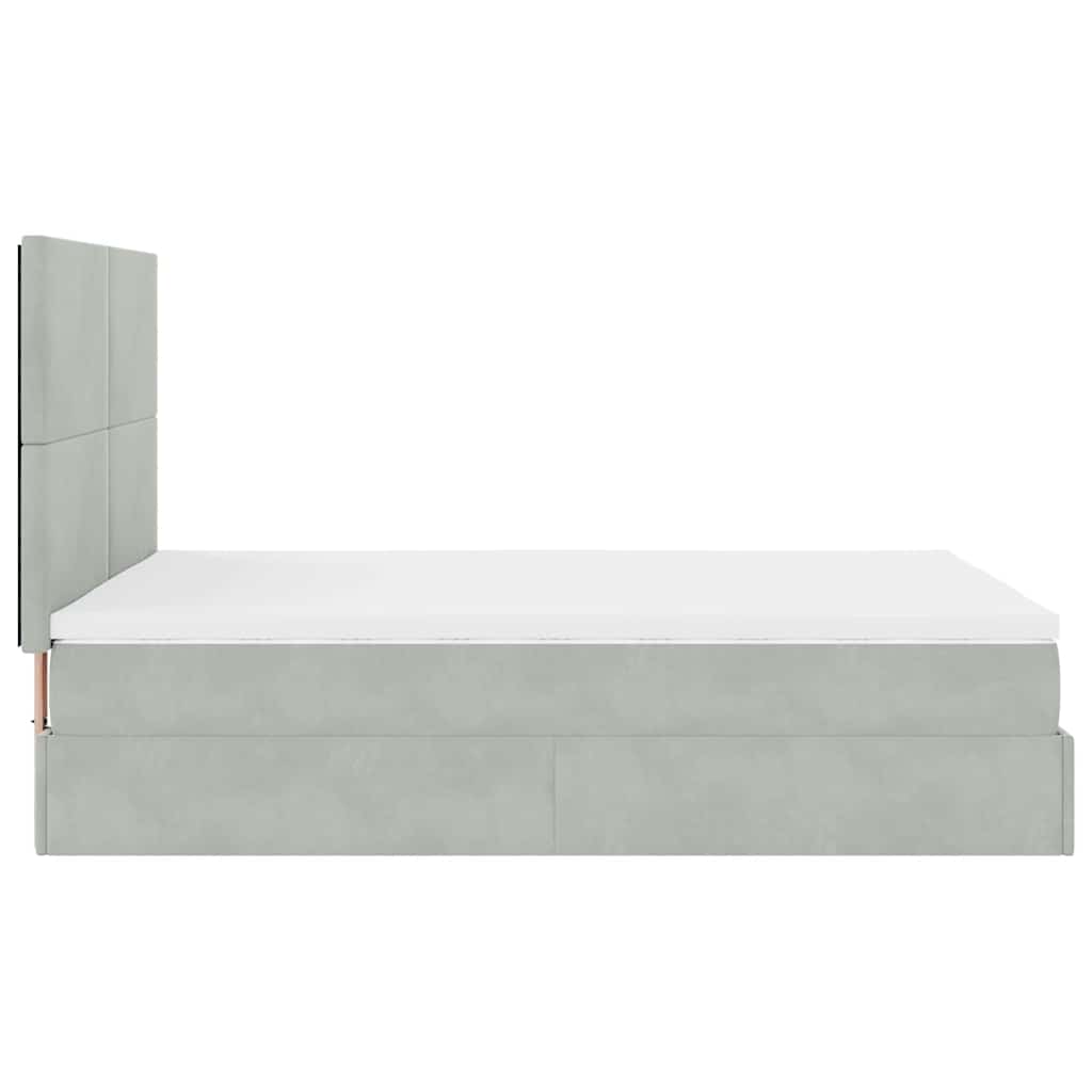 Otomanski krevet s madracima svijetlosivi 140x200 cm baršunasti