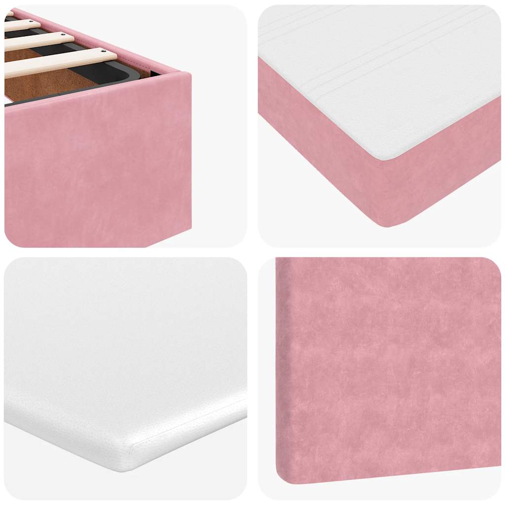 Okvir kreveta s madracima ružičasti 180x200cm baršunasti