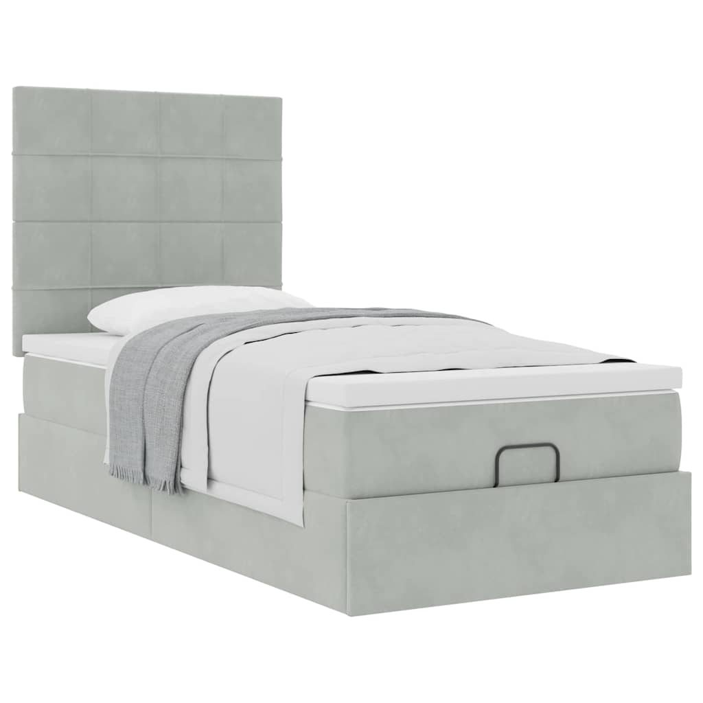 Okvir za krevet s madracima svjetlosivi 80x200 cm baršunasti