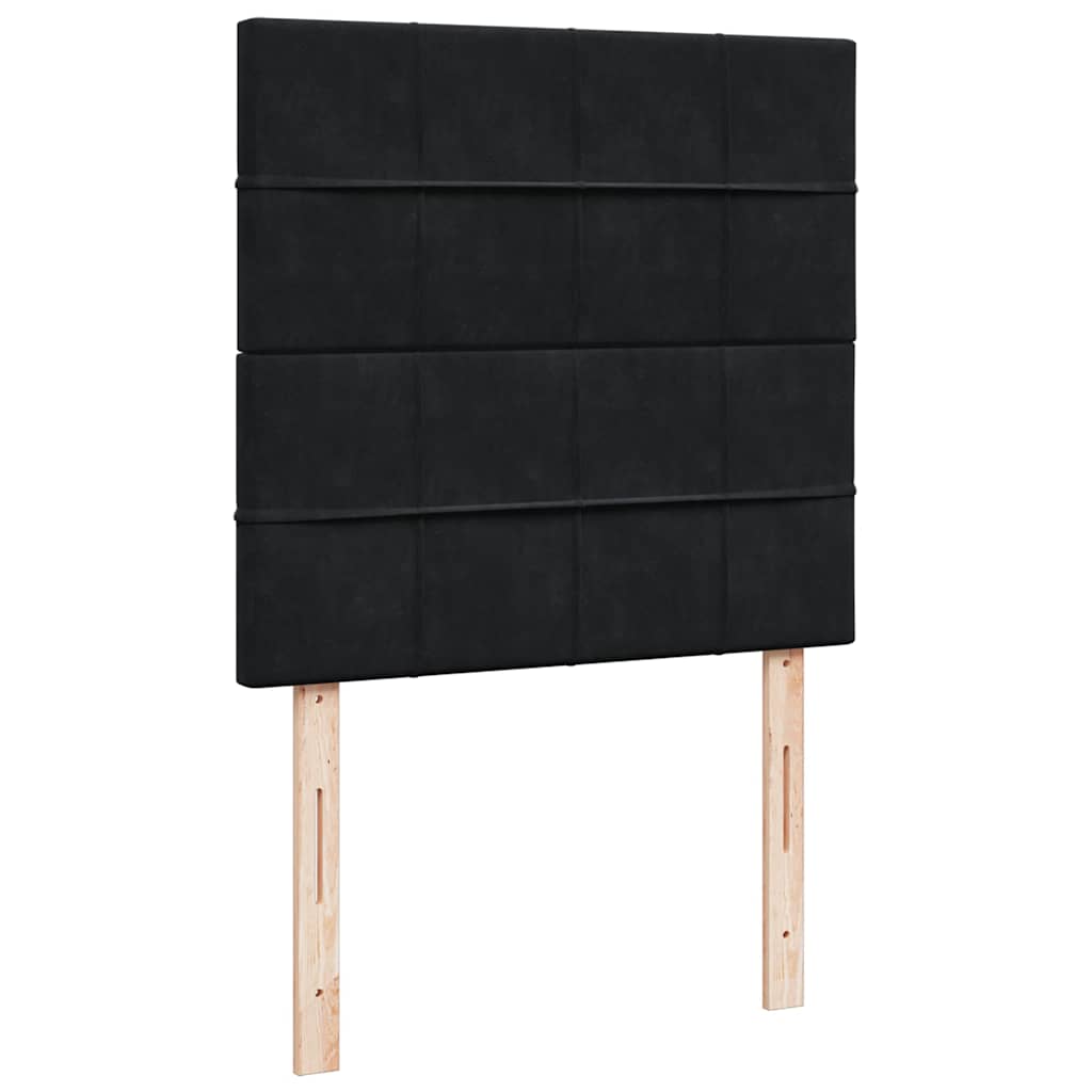 Otomanski okvir kreveta s madracima crni 90x200cm baršunasti