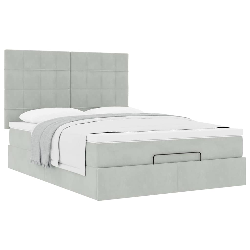 Otomanski krevet s madracima svijetlosivi 140x190 cm baršunasti