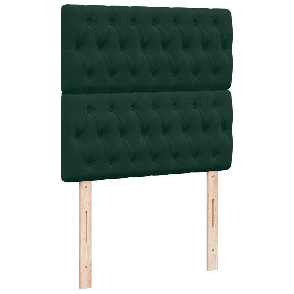 Okvir kreveta s madracima tamnozeleni 90x190cm baršunasti