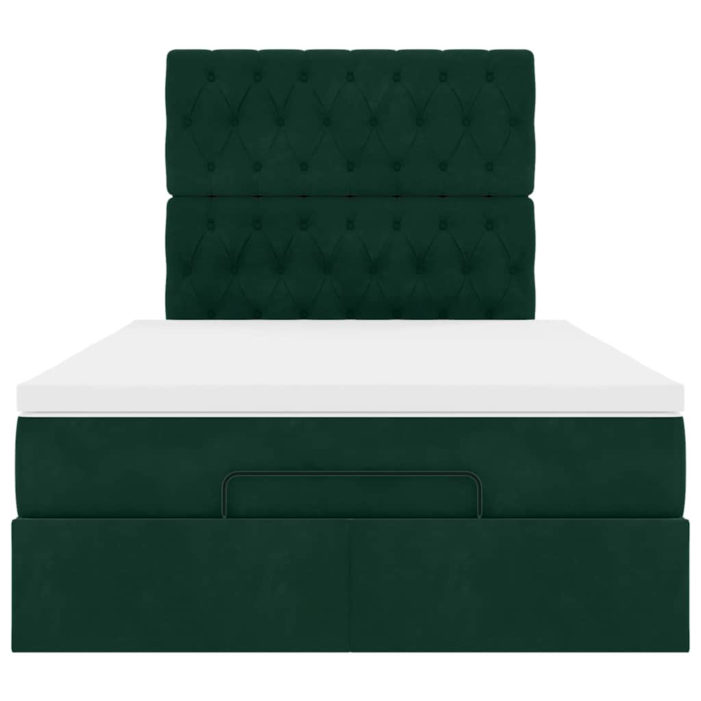 Otomanski krevet s madracima tamnozeleni 120x200 cm baršunasti