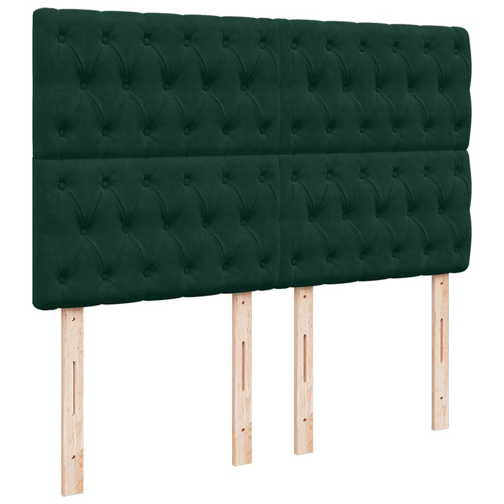 Otomanski krevet s madracima tamnozeleni 140x200 cm baršunasti