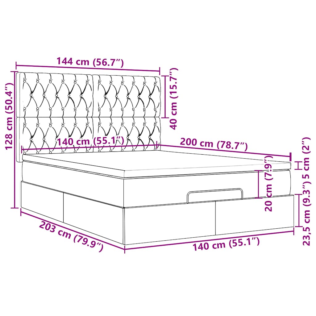Otomanski krevet s madracima tamnozeleni 140x200 cm baršunasti