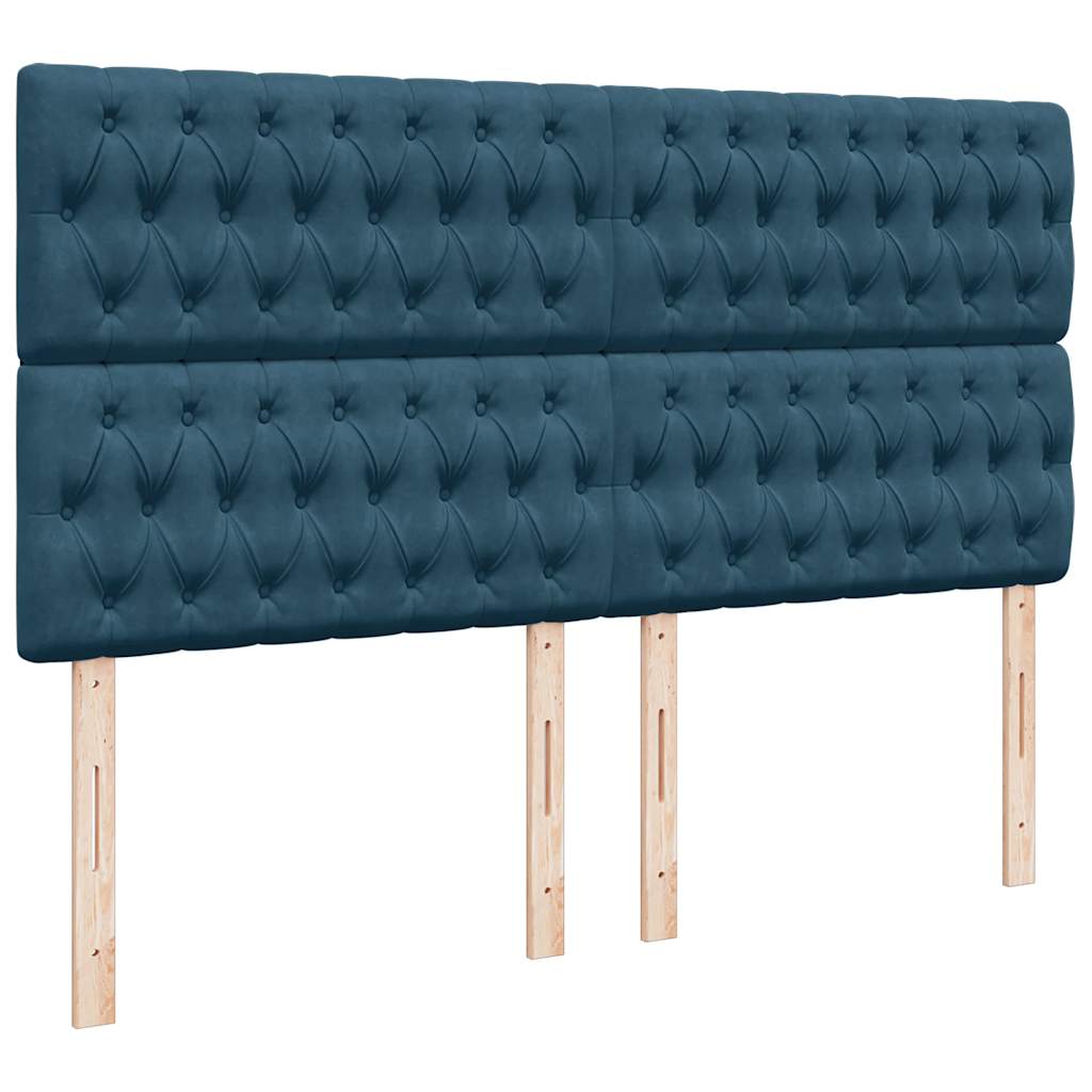Otomanski okvir kreveta s madracima plavi 200x200cm baršunasti