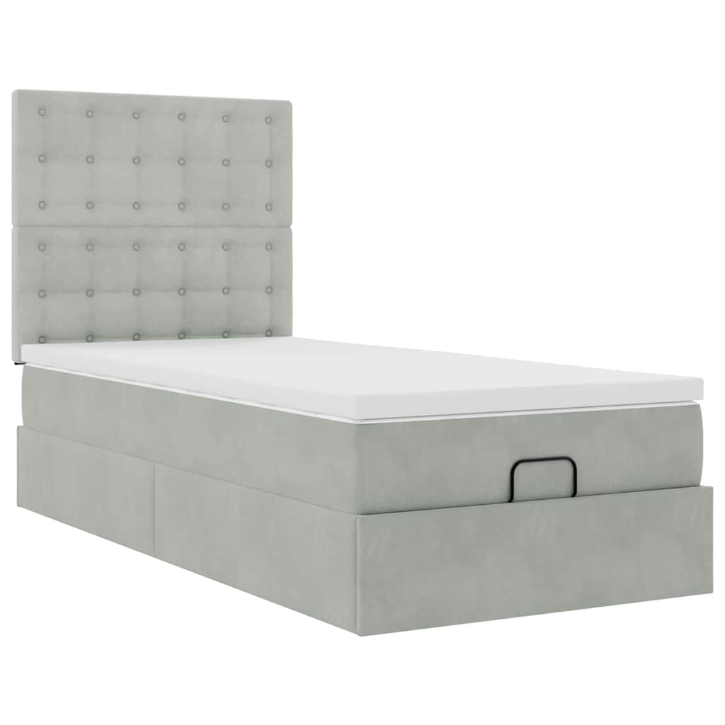 Okvir za krevet s madracima svjetlosivi 80x200 cm baršunasti