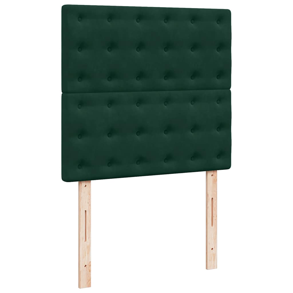 Okvir kreveta s madracima tamnozeleni 90x200cm baršunasti