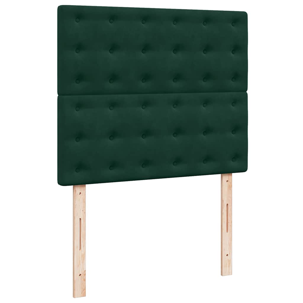 Okvir za krevet s madracima tamnozeleni 120x190 cm baršunasti