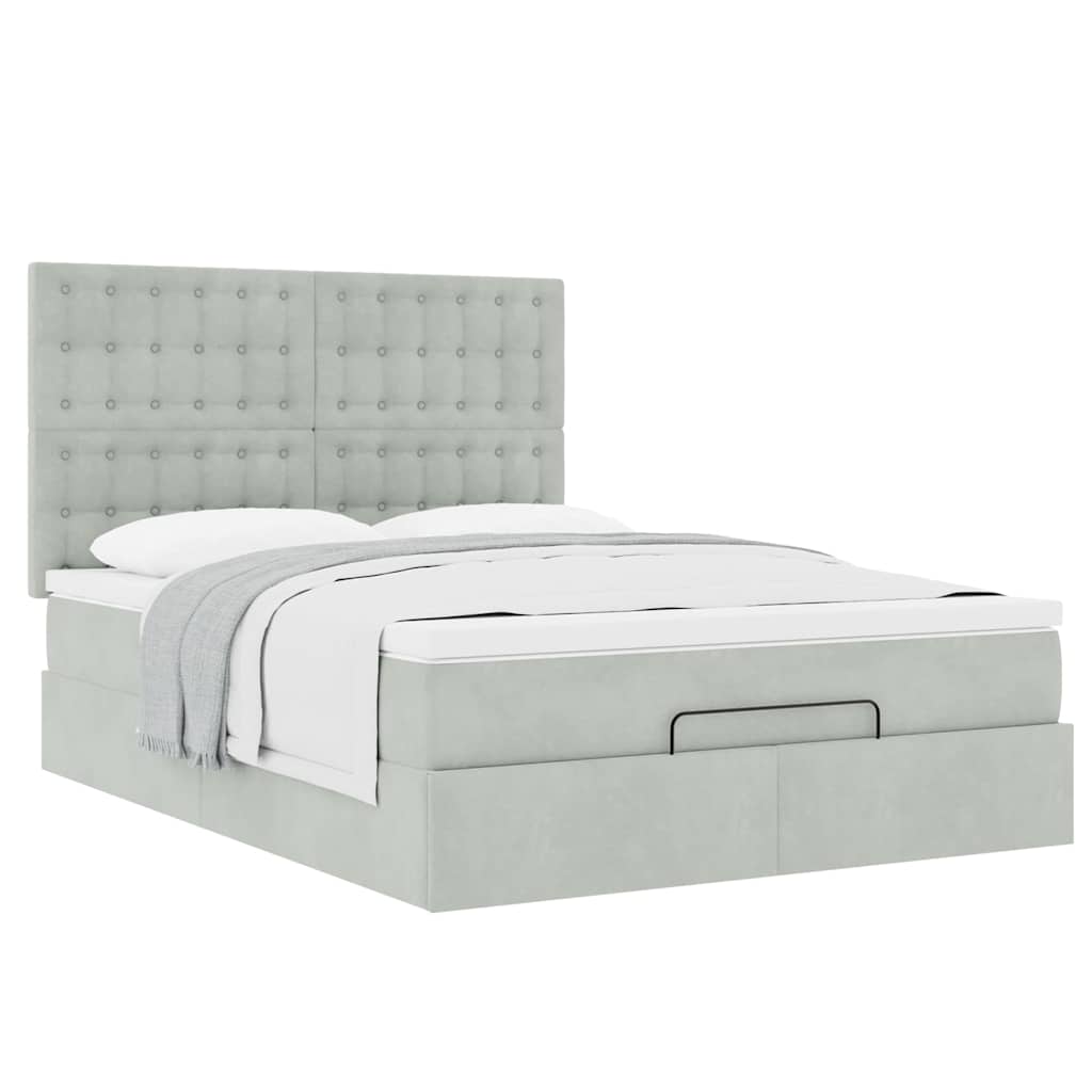 Otomanski krevet s madracima svijetlosivi 140x190 cm baršunasti