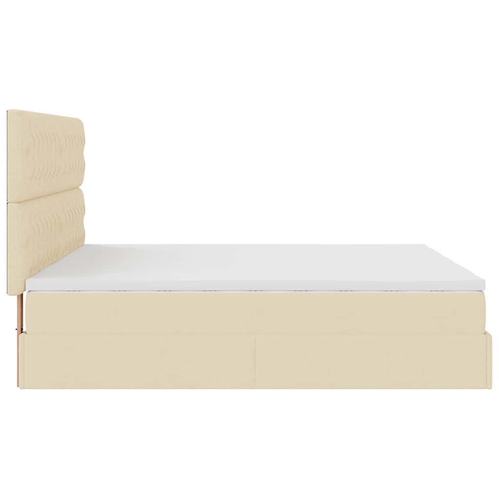 Otomanski okvir kreveta s madracima krem 200x200cm od tkanine