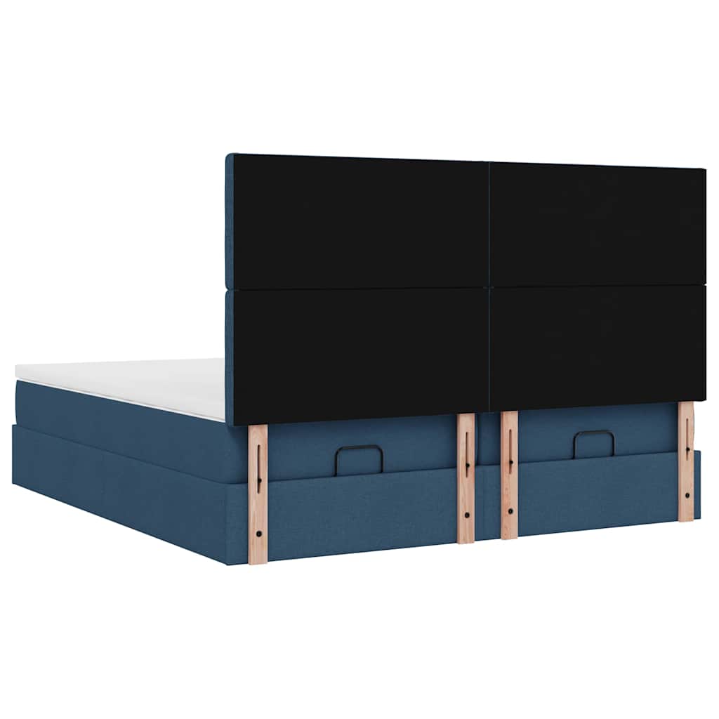 Otomanski okvir kreveta s madracima plavi 200x200cm tkanine