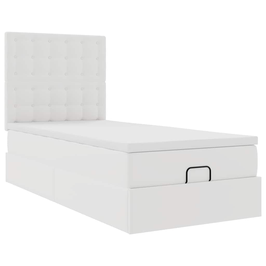 Otomanski okvir kreveta s madracem bijela 80x200cm umjetna koža