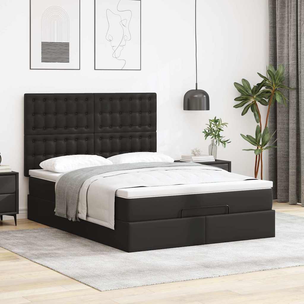 Otomanski krevet s madracem i LED diodama crna 140x190 cm